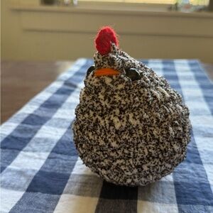 Hand crocheted Chicken- Black and White.